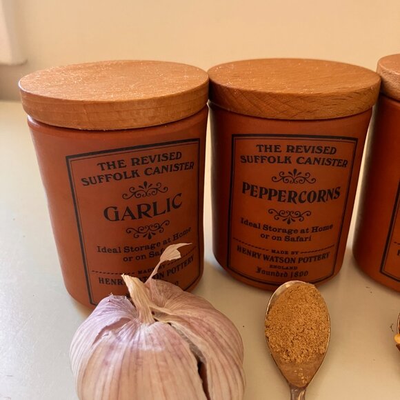 Henry Watson Pottery Terracotta Spice Jars - England Suffolk Revised Canisters - Picture 3 of 13